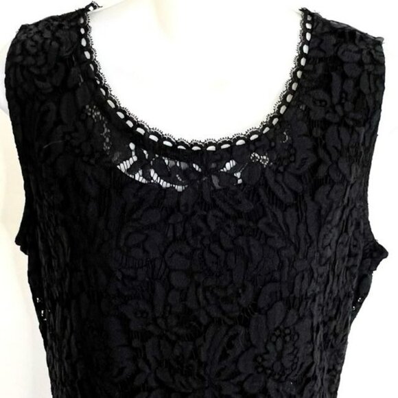 Isaac Mizrahi Live Black Lace Asymmetrical Peplum Tank Top Size Small - Picture 6 of 9